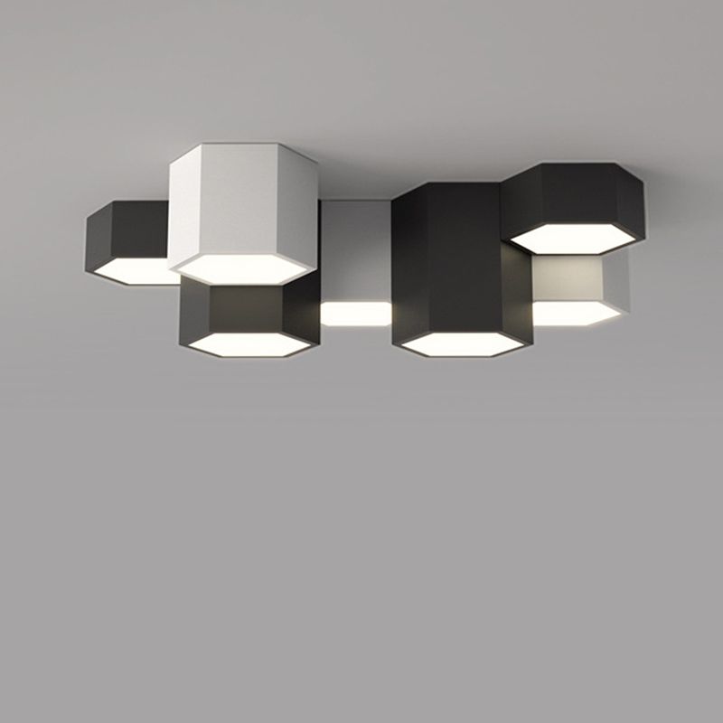 Plafonnier LED géométrique minimaliste moderne en fer forgé avec abat-jour en acrylique