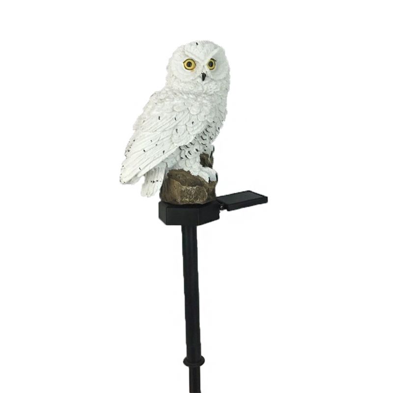 Resin Owl Shape LED Lawn Lighting Artistic Solar Powered Landscape Light for Garden, 1 Piece