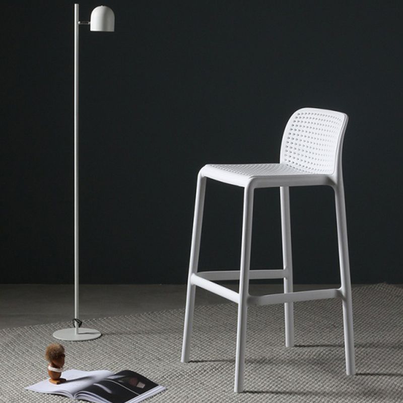 Scandinavian Plastic Barstool Plastic Counter Stool Rectangle Seat in Matte Finish
