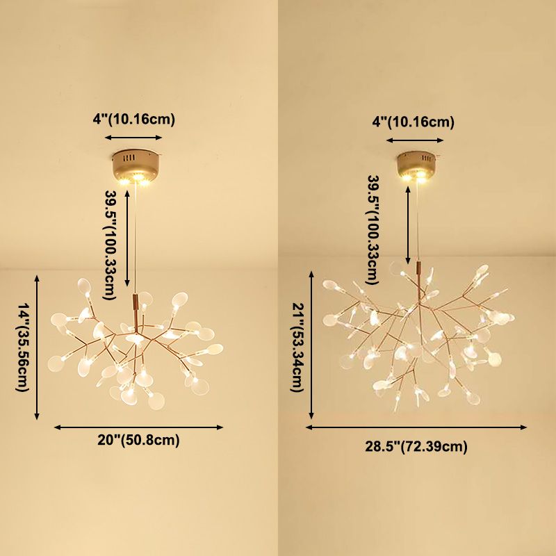 Luz de metal contemporánea de lámparas de metal Fireglies Hanging Chandelier para dormitorio