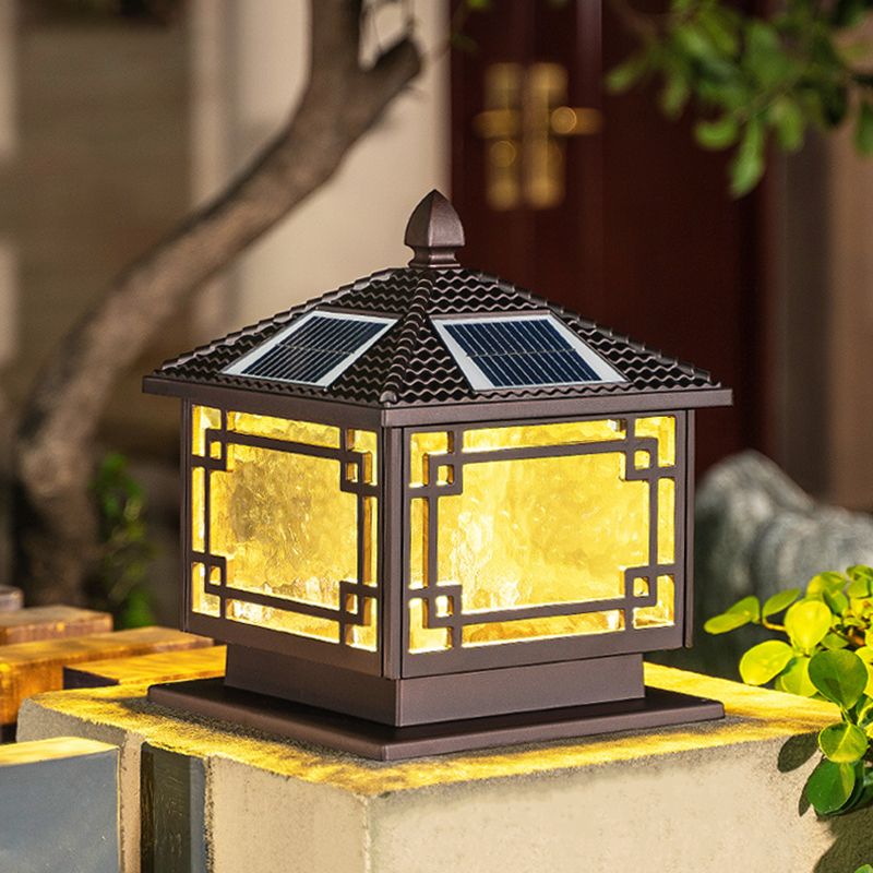 Minimalist LED Solar Lighting Fixture with Glass Shade for Garden