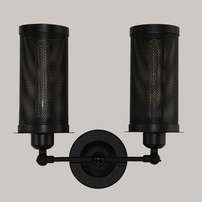 Lampe murale en mailles en fil noir
