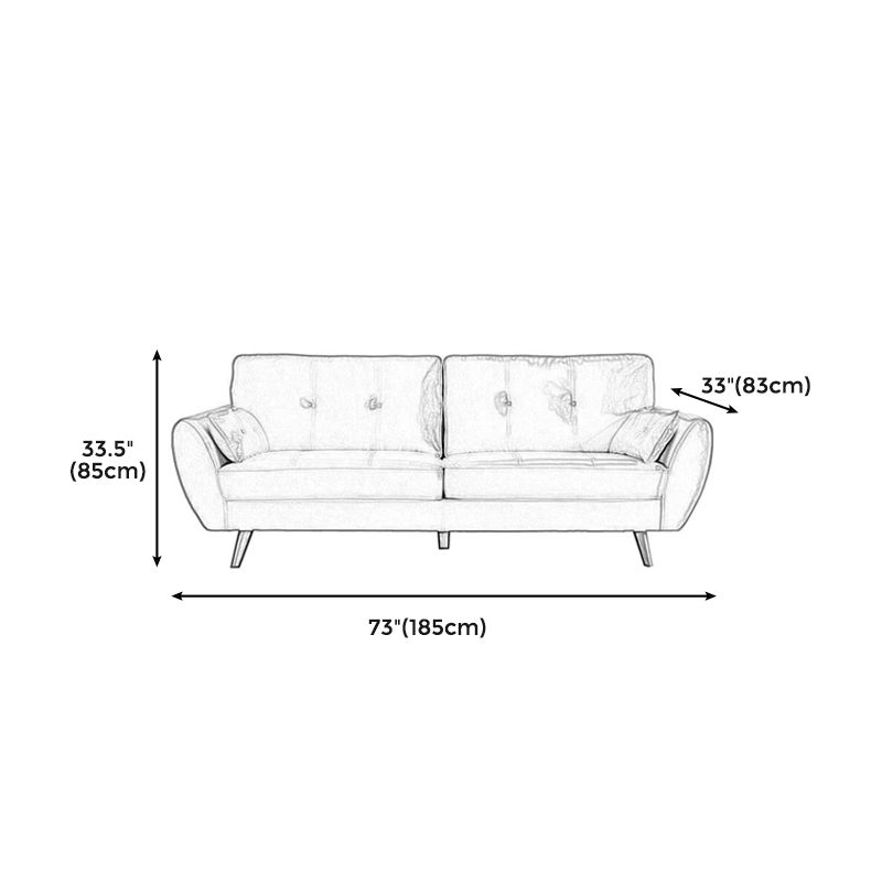 33.46" H Faux Leather Flared Arm Sofa with 2 Pillows Tufted Back Sofa