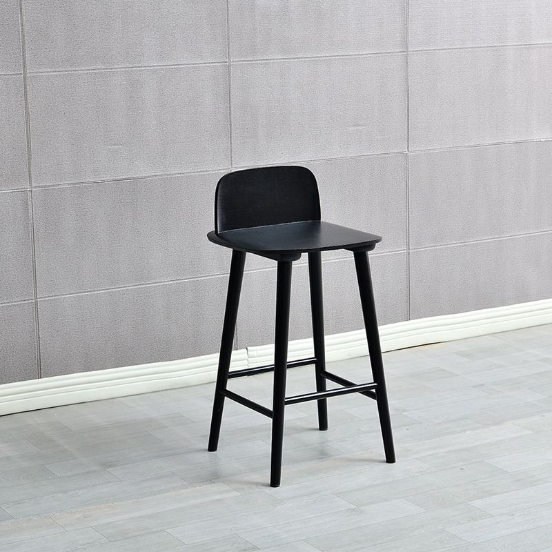 Modern Rubberwood Bar Stool Low Back Counter Height Bar Stool