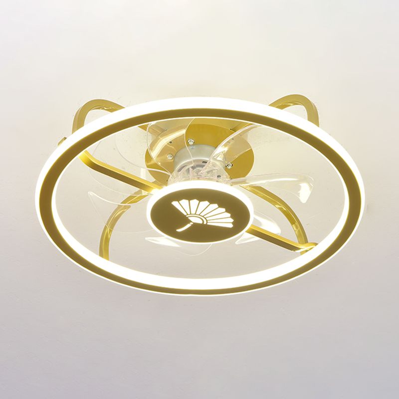 Kinderstil Geometrie Deckenventilator Leuchten Metall 2-Licht-LED-Flush Leuchten in Gold