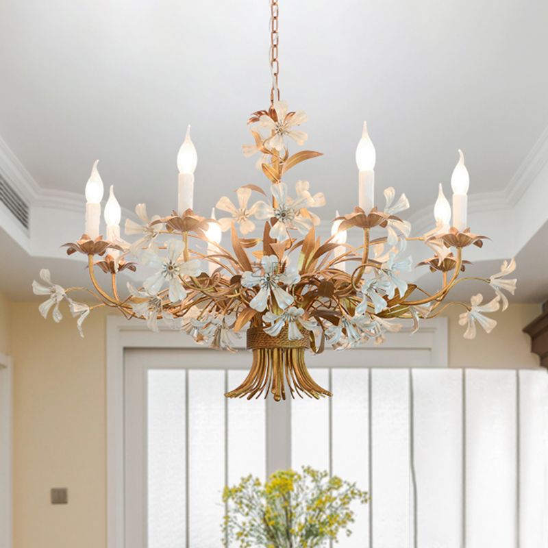 8 hoofden metalen kroonluchter lamp Brass Candlestick Slaapkamer Suspensie Verlichtingsarmatuur