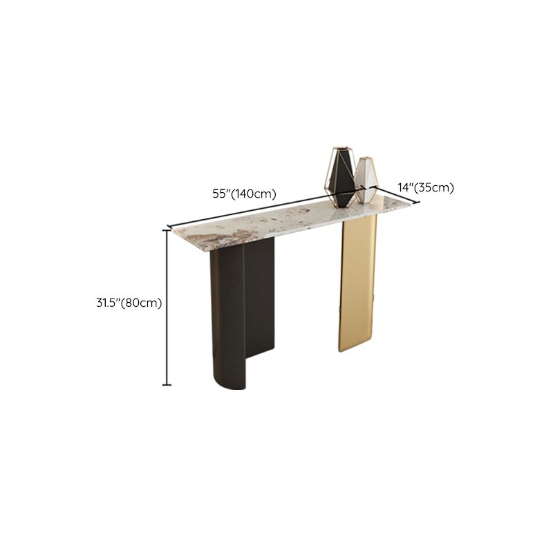 Glam Console Table Stone Rectangle Accent Table , 13.78-inch Wide