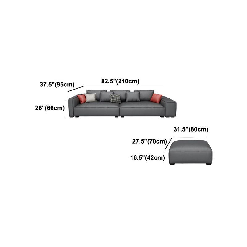 Dark Gray Faux Leather Square Arm Sofa/Sectionals with water proof for Living Room