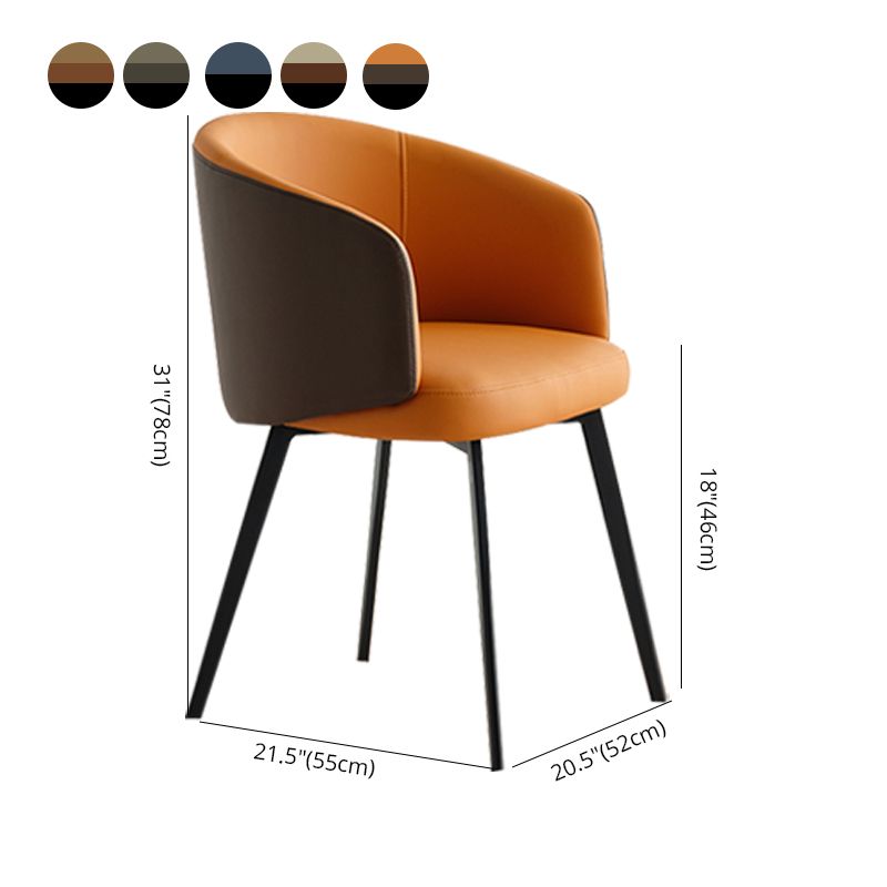 Sillón de cuero contemporáneo con acabado mate, respaldo sólido, silla de comedor