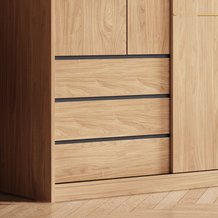 Contemporary Wood Wardrobe Armoire Freestanding Adjustable Shelves Wardrobe with Drawers