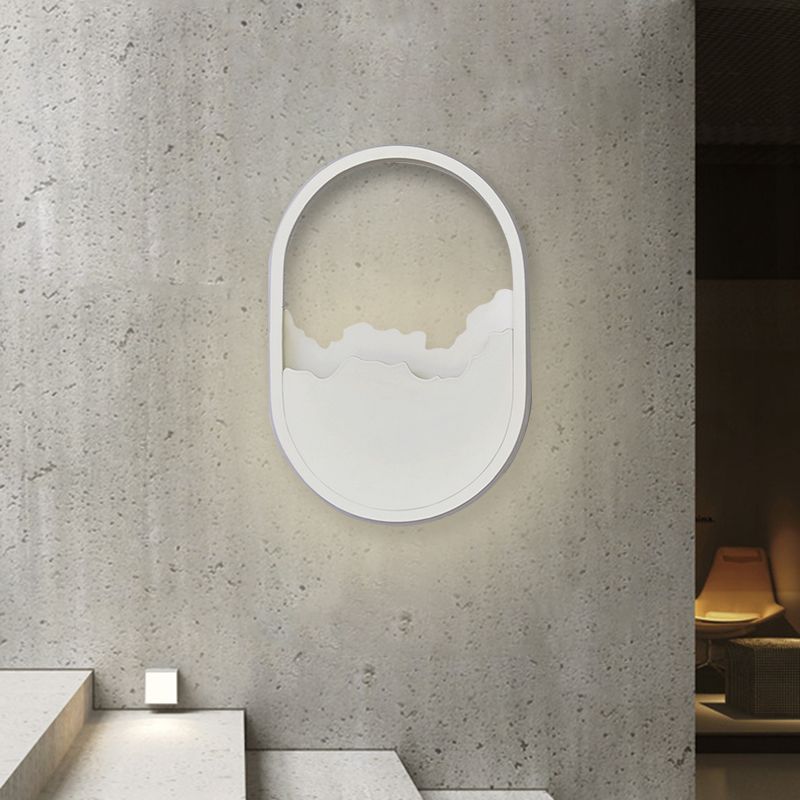 Aluminum Oval Wall Sconce Light Modern LED White Wall Lamp with Cracked Design in Warm/White/Natural Light
