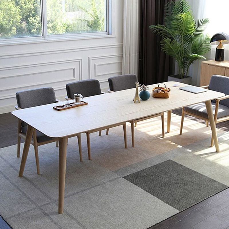 Rectangle Pine Solid Wood Table Modern Dining Table with 4 Legs for Restaurant