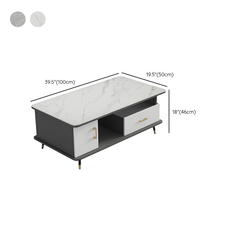 Rectangle Coffee Table Slate Coffee Cocktail Table with Storage Drawers