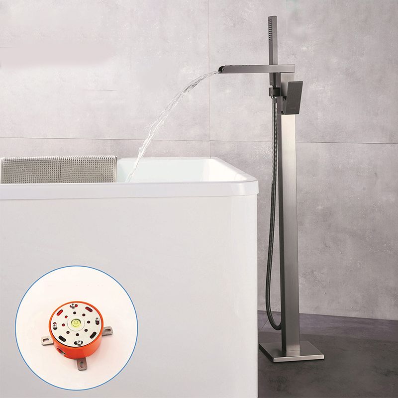 Modern Floor Standing Rod Handle Handheld Shower Head Bathtub Faucet