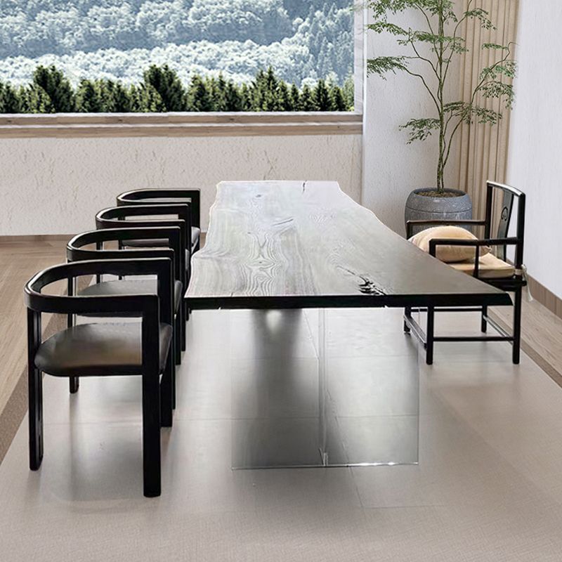 Contemporary Style Solid Black Wood Dining Table with Chairs
