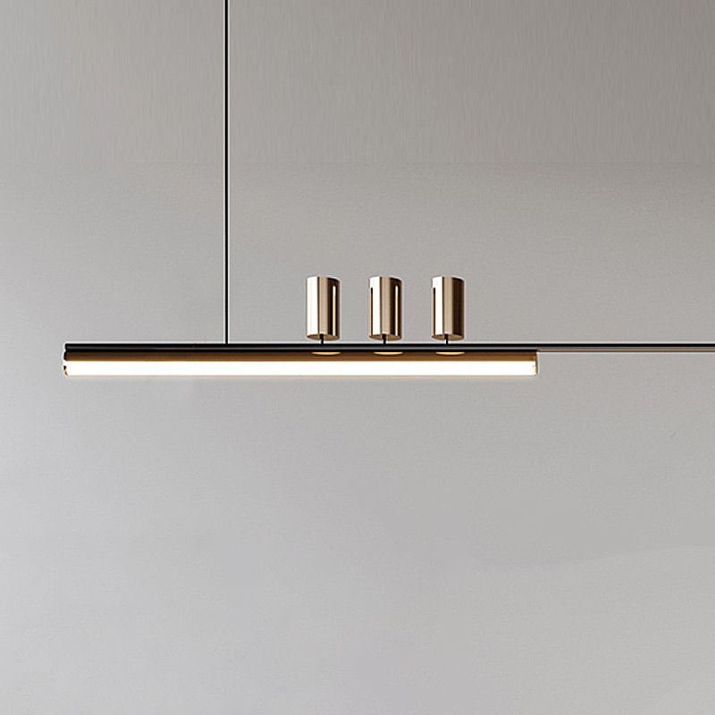 Post Modern Kitchen Island Fixture LED Metal Ceiling Pendant in Black & Gold Finish