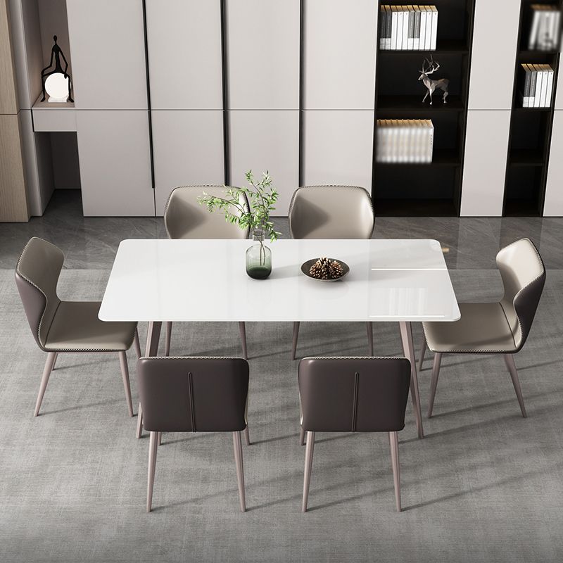 Rectangle Dining Table Modern 4 Legs Fixed Table of Sintered Stone