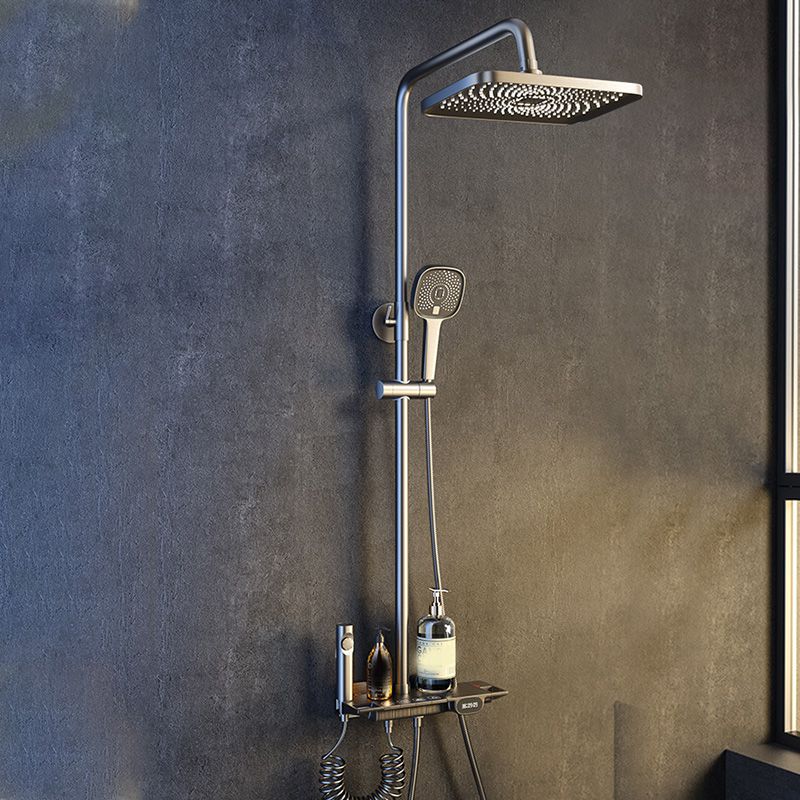 Grey Shower Set Shower Arm Wall Mounted Adjustable Spray Pattern Shower Hose Shower Set