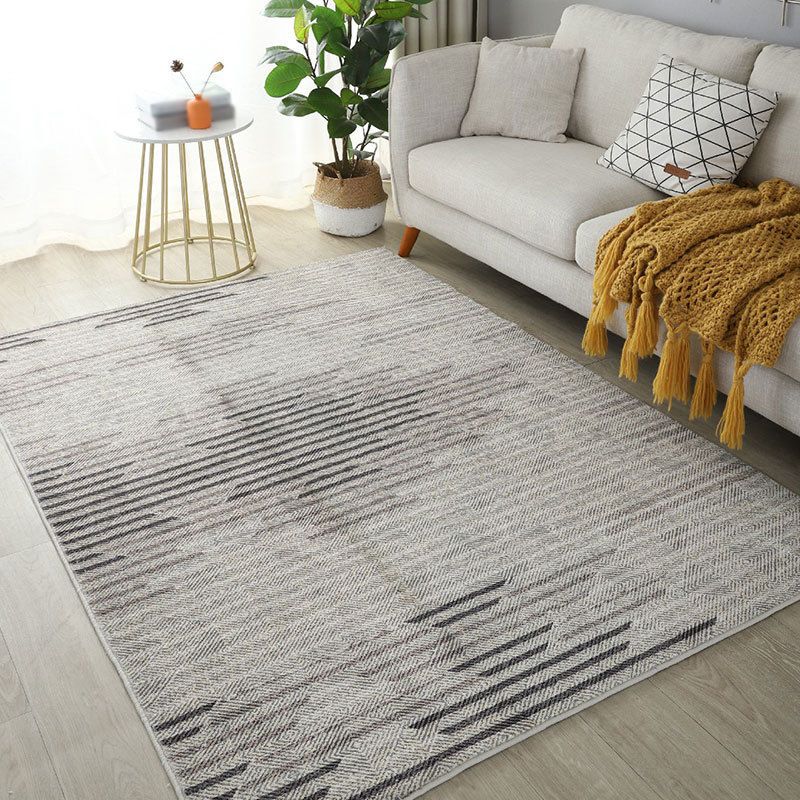 Gray Modern Area Rug Polyester Abstract Graphic Rug Washable Rug for Living Room