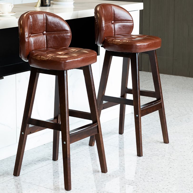 Contemporary Low Back Rubberwood Indoor Bar Stools with Cushion