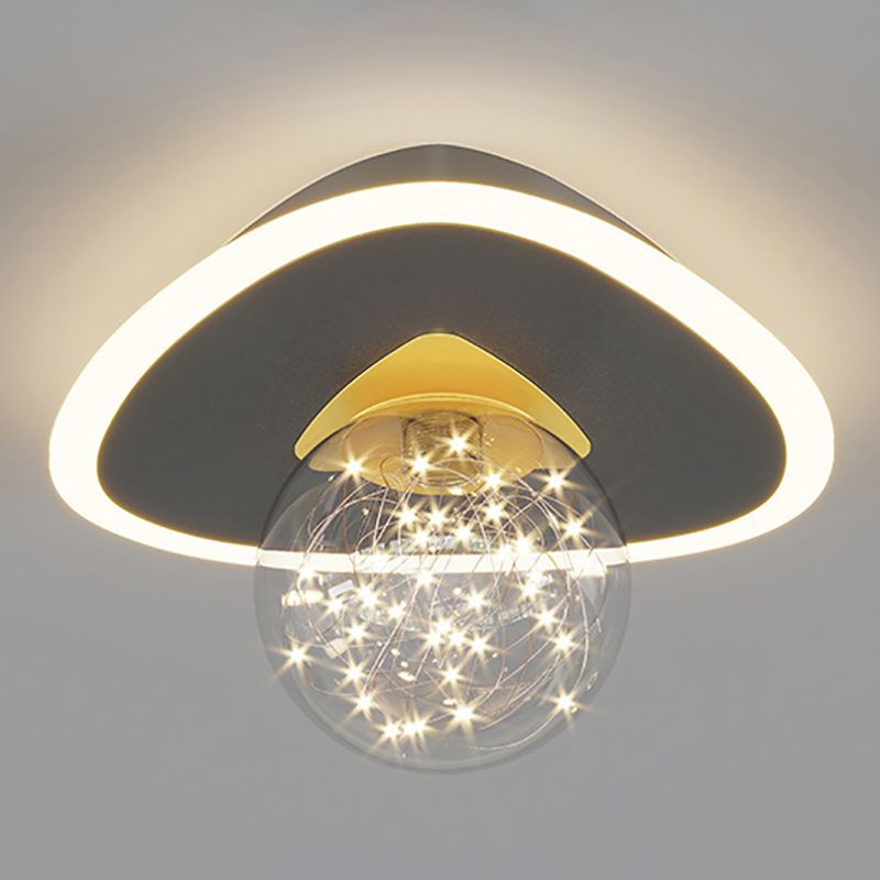Glass Geometric Ceiling Light Fixture Nordic Style LED Ceiling Mounted Light in Black