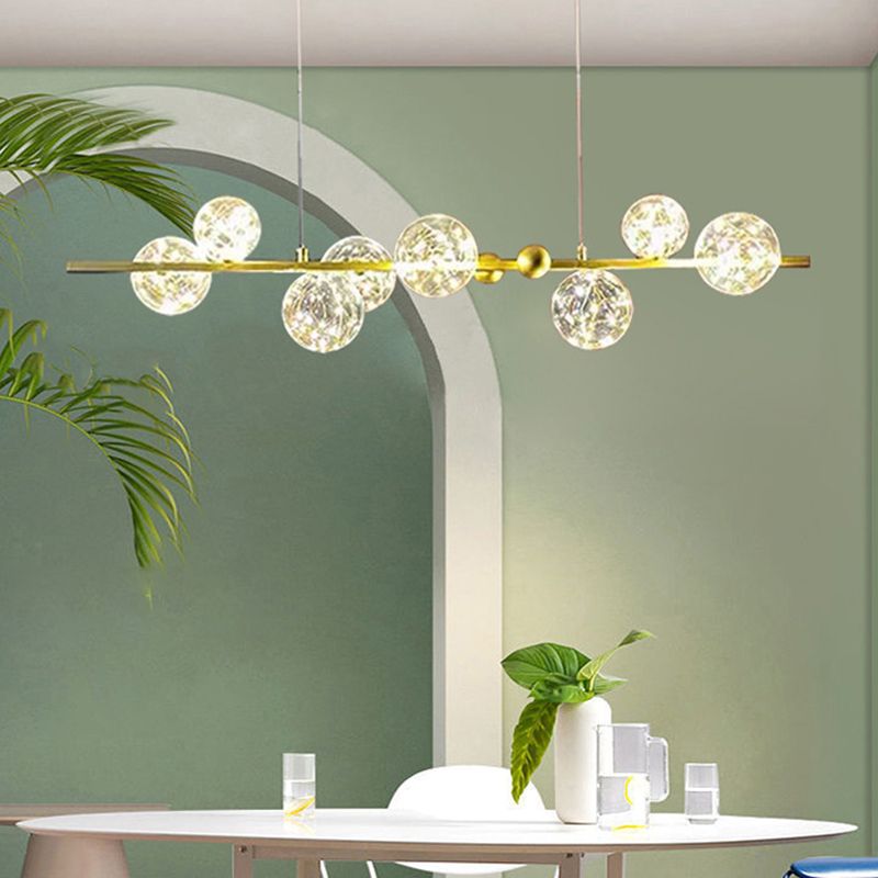 Nordic Simple Modern Light Luxury Style LED Island Chandelier Light for Dining Room Living Room