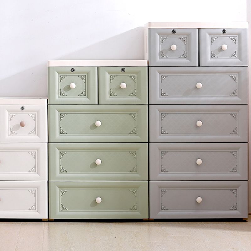 Non-Hanging Wardrobe Armoire Contemporary Plastic Storage Cabinet