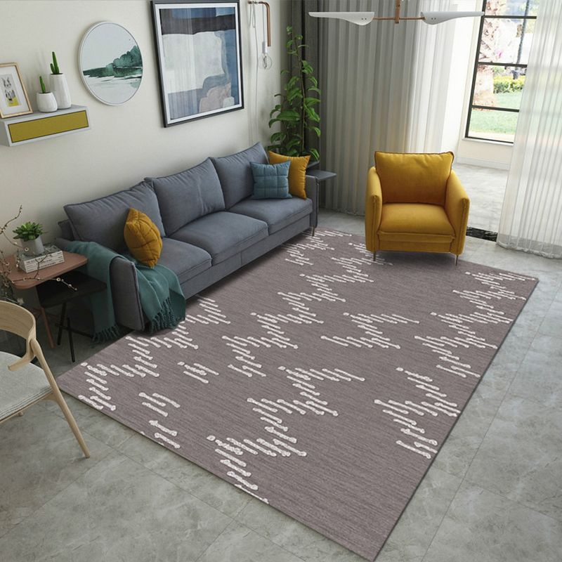 Minimalistic Living Room Rug Multicolor Geometric Line Print Rug Polypropylene Stain Resistant Anti-Slip Pet Friendly Rug
