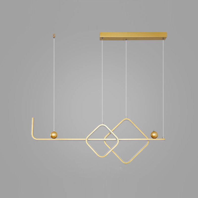 35.5" Wide Linear Island Light Nordic Metal LED Island Pendant for Living Room