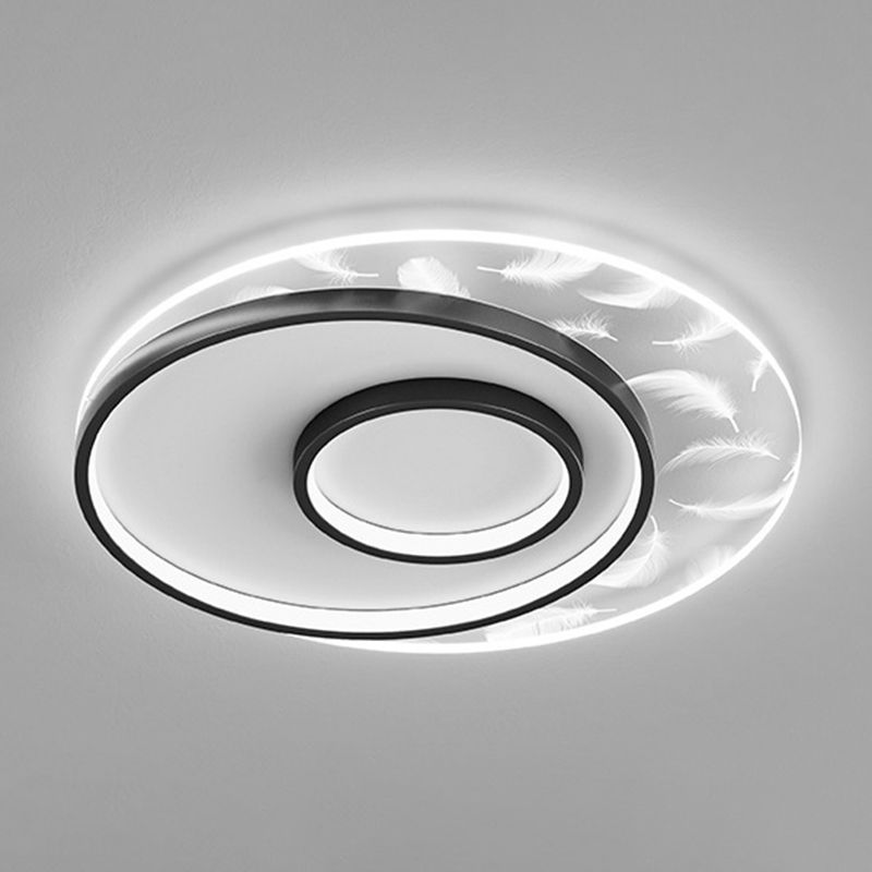 Geometric Shape Metal Flush Light Modern Style Multi Lights Flush Mount Fixture in Black