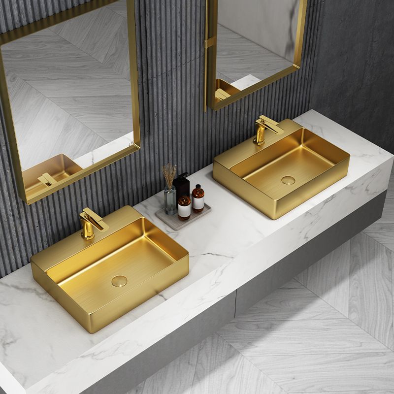 Modern Bathroom Sink Rectangular Bathroom Sink with Basin and Faucet