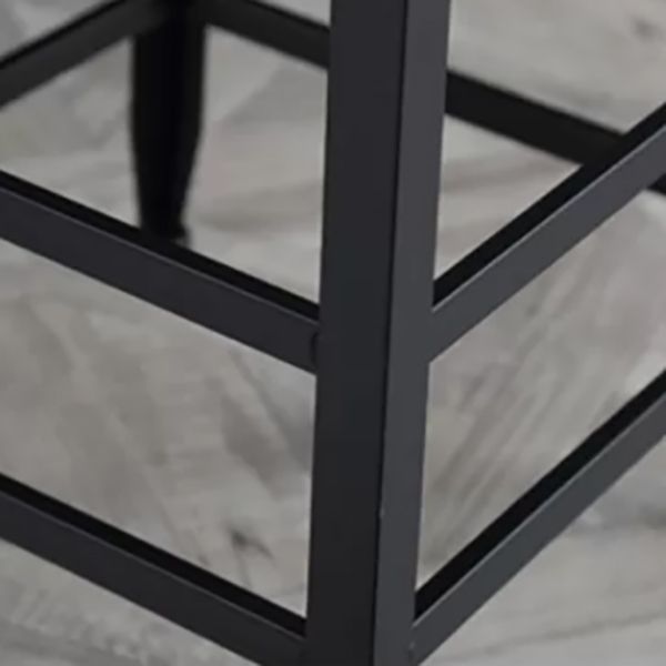Industrial Armless Counter Stool Iron Cafe Bar Stool with Leather Cushion