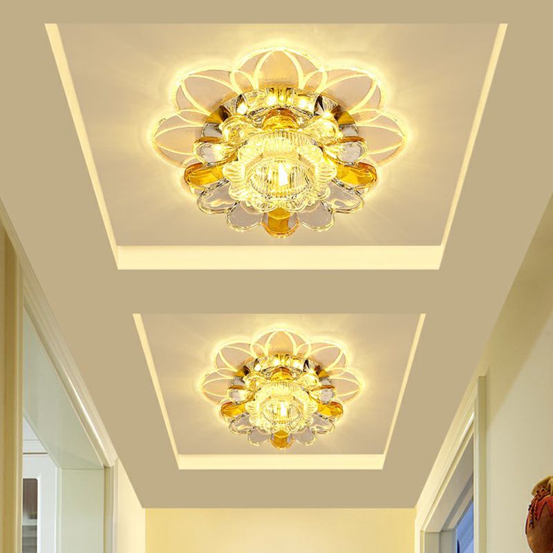 Effacer Floral Forme LED Flush Mount Light Simplicité Crystal Flush Mount Ceiling Light
