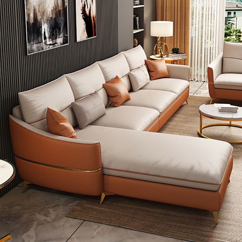 4-seat Luxurious Sectional with Pillows Sloped Arm Sectional