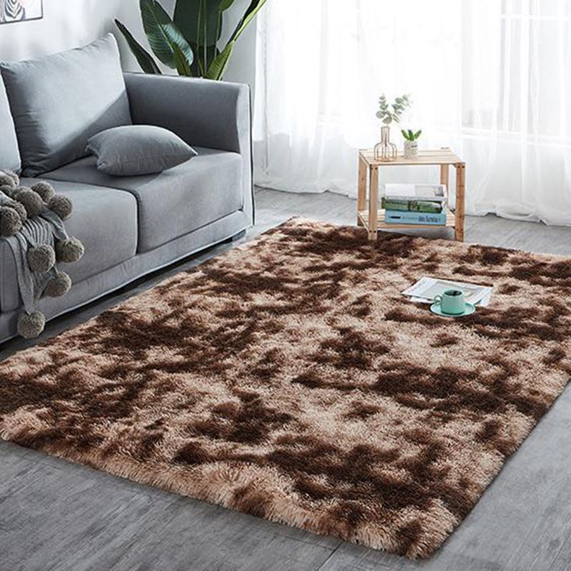 Coffee Tie Dye Indoor Carpet Polyester Casual Rug Shad Area Rug for Living Room