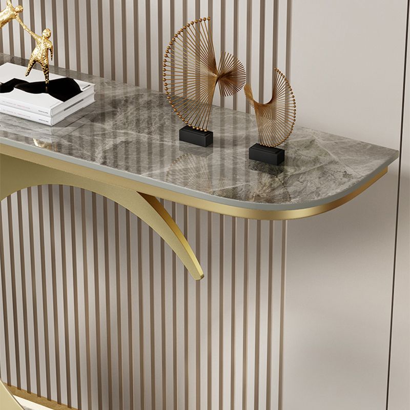 Abstract Glam Slate/metal Half Moon Stain Resistant Console Table for Hall