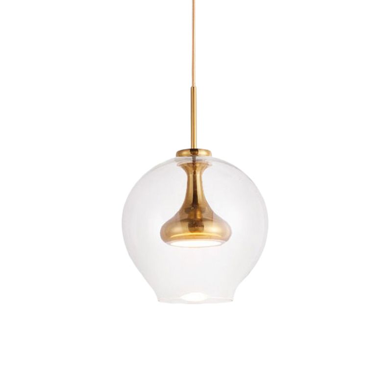 Sphere Clear Glass Pendant Light Contemporary 1 Light Nickle/Gold/Rose Gold Led Hanging Lamp Kit in White/Warm Light