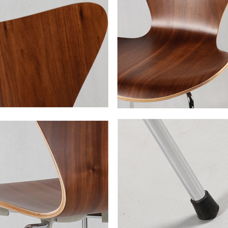 Modern Armless Backrest Bar Stool Wood Kitchen Bar Stool with 4 Metal Legs