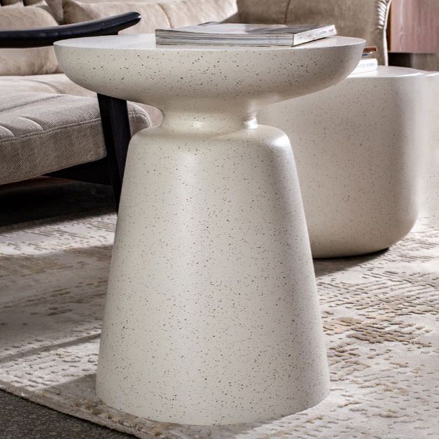 Round White Metal Coffee Table Pedestal 1 Single Cocktail Table