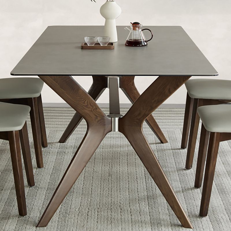 Medieval Modern Sintered Stone Top Dining Table Rectangle Kitchen Table with 4 Legs