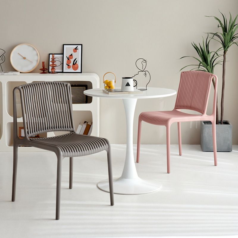 Home Indoor Armless Dining Chairs Slat Back Stacking Side Chair