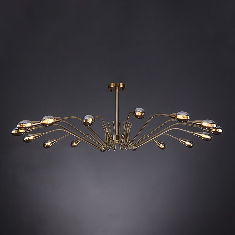 Lámpara de lámpara de lámpara de estilo posmoderno lámpara colgante de vidrio dorado para sala de estar