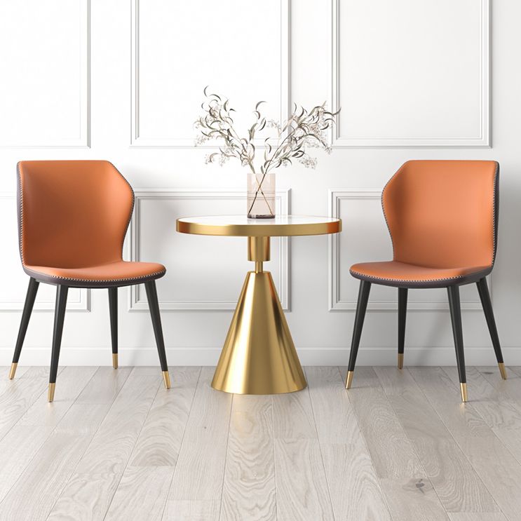 Sillas de comedor de cuero de estilo contemporáneo Wingback que cena la silla sin brazos para uso doméstico