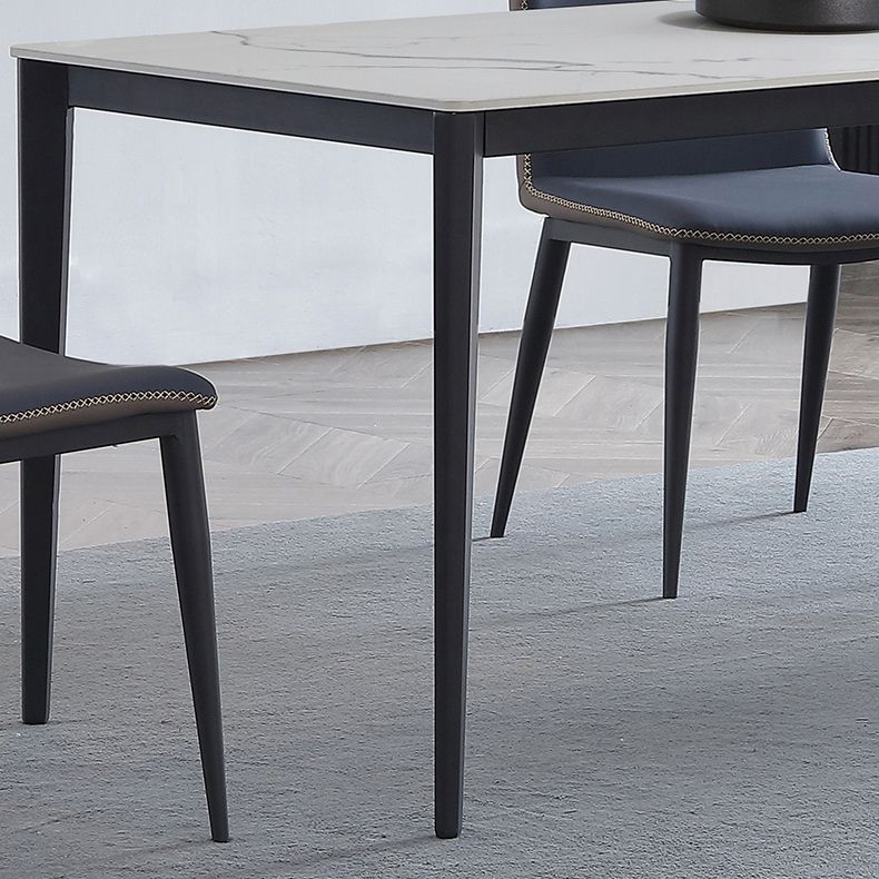 Mesa de comedor de piedra sinterizada industrial, resistente a los arañazos, mesa rectangular con base de 4 patas para el hogar
