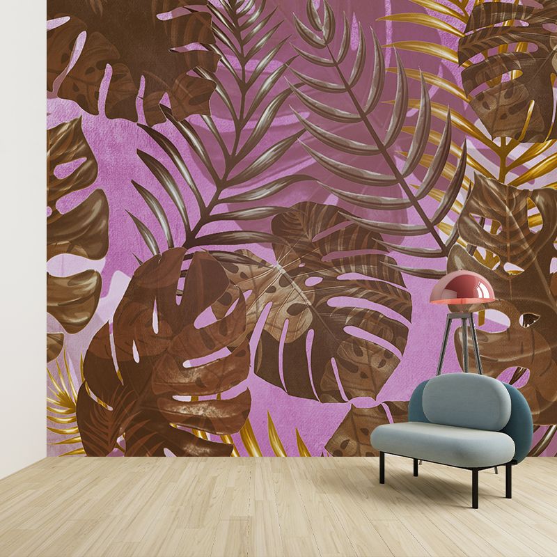 Tropical Plants Stain Resistant Mural Washable Wallpaper Sitting Room Wall Mural