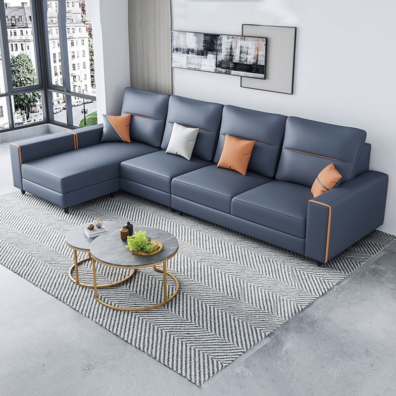 Cushion Back Faux Leather Sectional Sofa 35.43" Tall Sectional Sofa