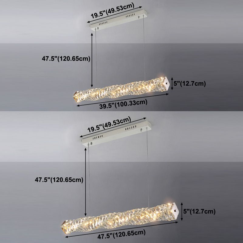 LED Long Linear Crystal Island Lamp Nordic Modern Modern Dining Salle Hanging Light