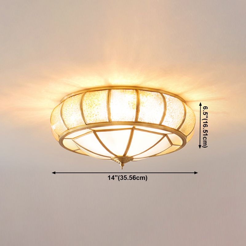 Plafonnier encastré en verre, éclairage de plafond classique pour salle à manger en or