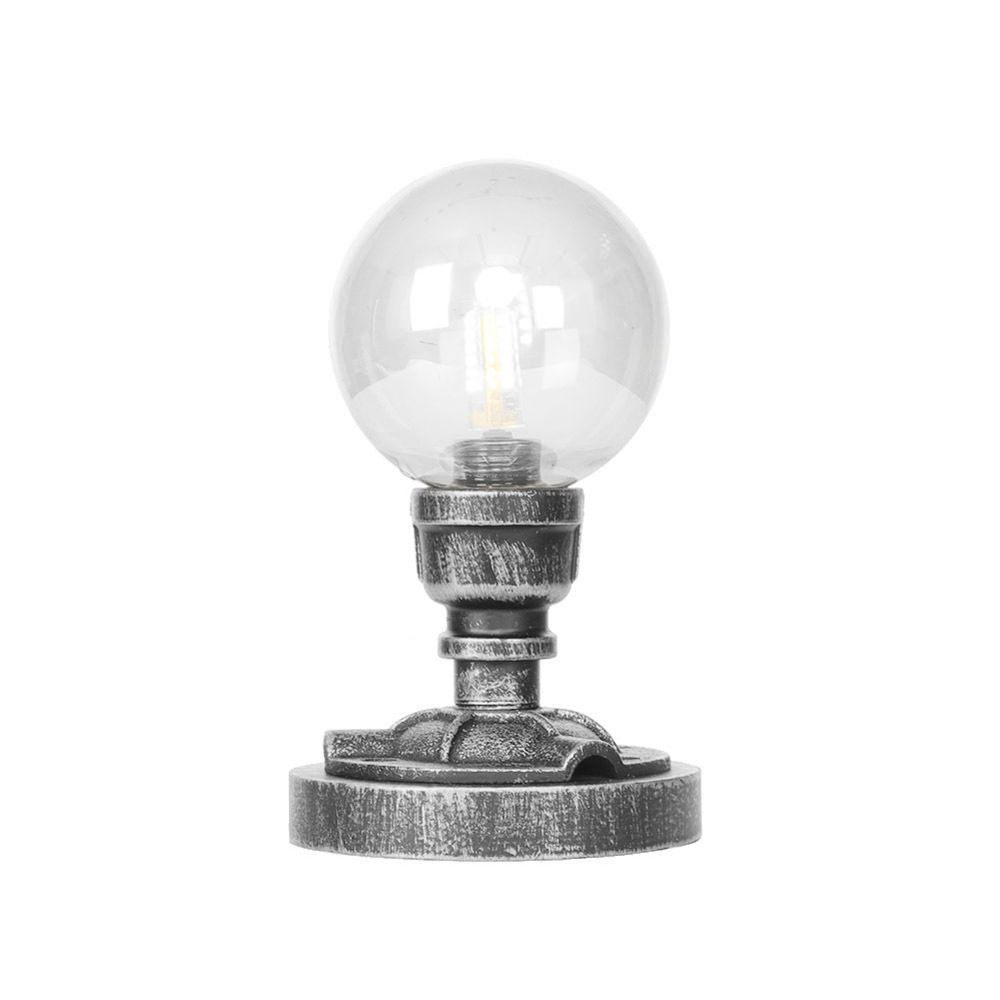 Globe Lampe de travail industrielle en verre transparent/ambre à ampoule unique pour salon, bureau, argent antique