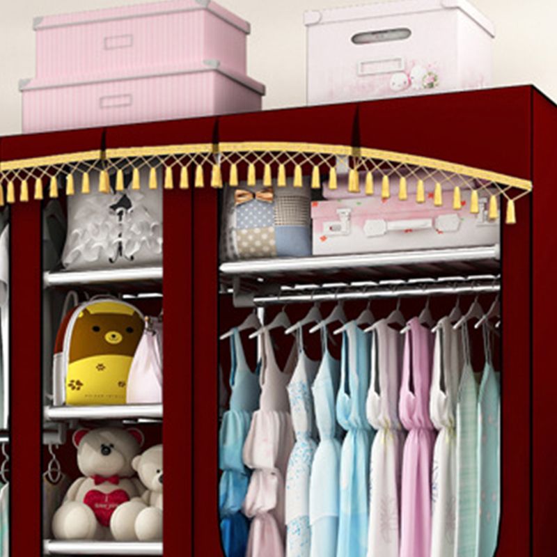 Contemporary Style Steel Wardrobe 3-door Wardrobe Closet with Legs